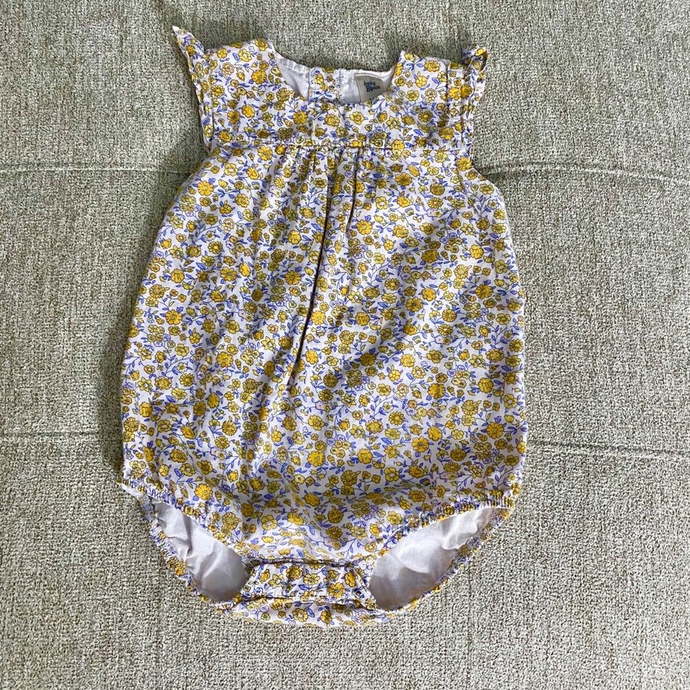 Yellow flowers baby girl romper bubble